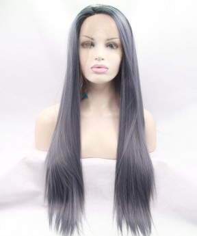 Grey Color Fashionable Synthetic Wig
