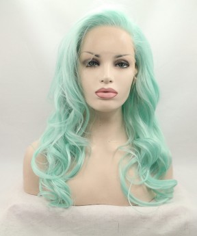 Light Green Wavy Fashionable Synthetic Wig