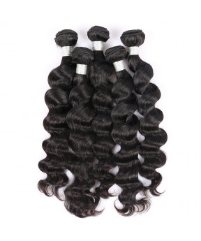 Peruvian Virgin Hair Loose Wave Human Hair Weave Bundles Natural Color 3 Bundles