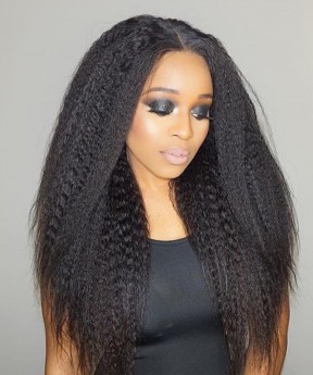 Msbuy Kinky Straight Lace Front Human Hair Wigs 150% Density 13x6 Lace Frontal Wig With Baby Hair