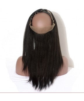 Brazilian Yaki Straight Human Hair 360 Lace Frontal With Natural Hairline