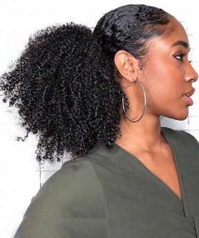 Msbuy 4B 4C Afro Kinky Curly Ponytails Extensions One Piece Mongolian Clip In Human Hair Extension Ponytails