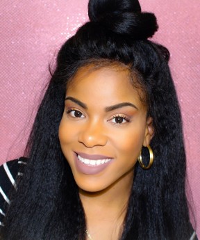 Kinky Straight Full Lace Human Hair Wigs Silk Top Wigs Natural Scalp