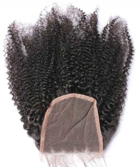 Msbuy Hair Afro Kinky Curly 4x4 Lace Closure 100% Human Hair Lace Top Closure With Baby Hair For Black Women