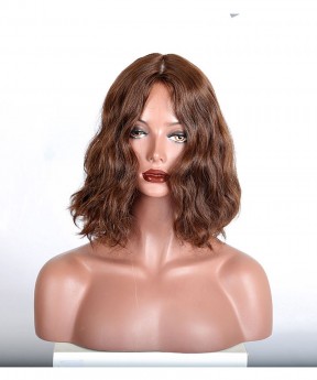 Jewish Lace Wigs Unprocessed Medium Brown #4 Color 100% Human Hair Natural Wave