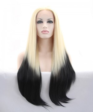 Blonde Root Black Ombre Synthetic Wig 