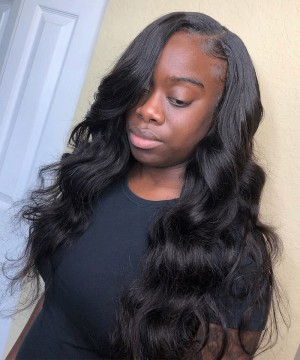 Msbuy Transparent Full Lace Wigs Body Wave 150% Density Undetective Glueless Full Lace Wigs For Black Women Pre Plucked With Natural Hairline