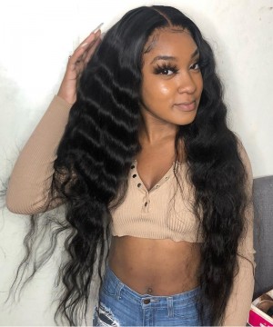 Msbuy Loose Wave Lace Front Human Hair Wigs For Black Women 250% Density Lace Wigs Pre Plucked With Baby Hair