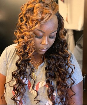 Loose Wave Honey Blond Color #27 360 Lace Frontal Wig Pre Plucked With Baby Hair 180% Density