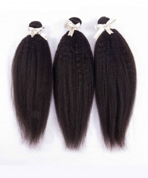 Peruvian Virgin Hair Kinky Straight 100% Unprocessed Human Virgin Hair Weave 3 Bundles 