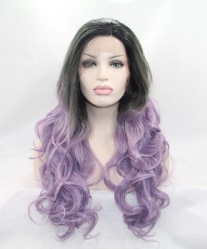 Grey/Light Purple Ombre Synthetic Wig