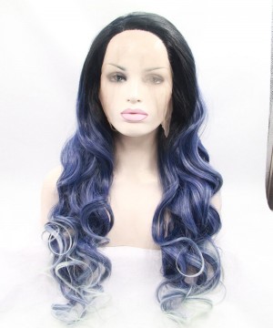 1B/Blue With White Highlight Synthetic Wig For Black Women