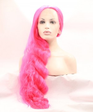 Pink Color Wavy Fashionable Synthetic Wig