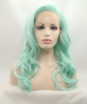 Light Green Wavy Fashionable Synthetic Wig