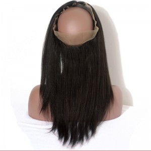Brazilian Yaki Straight Human Hair 360 Lace Frontal With Natural Hairline
