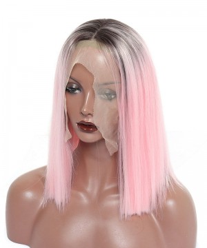 Synthetic Lace Front Wig Straight Short Bob Lace Front Wigs 1B  Pink Ombre Wigs