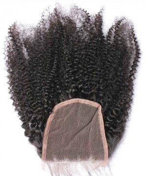 Msbuy Hair Afro Kinky Curly 4x4 Lace Closure 100% Human Hair Lace Top Closure With Baby Hair For Black Women 