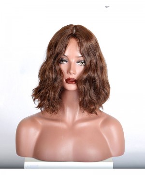 Jewish Lace Wigs Unprocessed Medium Brown #4 Color 100% Human Hair Natural Wave 