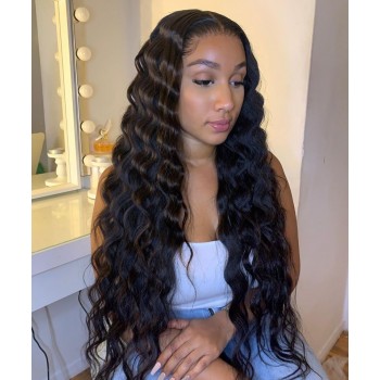 Msbuy Loose Wave 360 Lace Wigs Pre Plucked Brazilian Undetected Lace Wigs With Baby Hair 150% Density Lace Front Human Hair Wigs