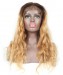 MSbuy Honey Blonde Ombre Wavy Lace Front Human Hair Wigs Pre Plucked With Baby  