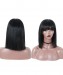 Msbuy Straight 360 Lace Frontal Wig With Bangs Pre Plucked With Baby Hair 150% Lace Bob Human Hair Wigs For Black Women 