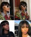 Msbuy Straight 360 Lace Frontal Wig With Bangs Pre Plucked With Baby Hair 150% Lace Bob Human Hair Wigs For Black Women 