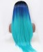 Straight Long Wig Three Color 1B/Blue/Light Blue Ombre Synthetic Wig