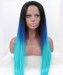 Straight Long Wig Three Color 1B/Blue/Light Blue Ombre Synthetic Wig
