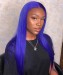 Msbuy Blue Color 13x6 Lace Front Wigs 150 Density Straight Colorful Human Hair Wig For Women