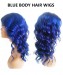 Msbuy Blue Color 13x6 Lace Front Wigs 150 Density Straight Colorful Human Hair Wig For Women