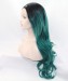 Long Wavy 1B/Green Ombre Synthetic Wig