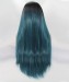 1B/Blue Ombre Long Straight Synthetic Wig