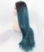 1B/Blue Ombre Long Straight Synthetic Wig