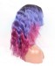 Luxury Natural Wave 1B/Purple/Pink Ombre Color 13x6 Lace Front Human Hair Wigs 180% Density