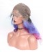 Luxury Natural Wave 1B/Purple/Pink Ombre Color 13x6 Lace Front Human Hair Wigs 180% Density
