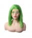 Green Lace Front Wigs For Black Women Colorful Invisible Lace Human Hair Straight Bob Wigs 