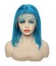 Colorful Invisible Lace Human Hair Straight Bob Wigs Bright Blue Lace Front Wigs For Black Women 