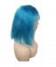 Colorful Invisible Lace Human Hair Straight Bob Wigs Bright Blue Lace Front Wigs For Black Women 