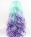 Bright Blue and Purple Ombre Long Wavy Synthetic Wig