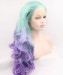 Bright Blue and Purple Ombre Long Wavy Synthetic Wig
