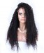 130% Density 18inch Kinky Curly Glueless Lace Front Human Hair Wig With Baby Hair Natural Black Medium Cap 