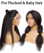 Msbuy Pre Plucked Kinky Straight 360 Lace Wig 150% Density Light Yaki Lace Frontal  Human  Hair Wigs For Black Women