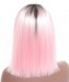 Synthetic Lace Front Wig Straight Short Bob Lace Front Wigs 1B  Pink Ombre Wigs