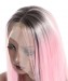 Synthetic Lace Front Wig Straight Short Bob Lace Front Wigs 1B  Pink Ombre Wigs