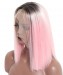 Synthetic Lace Front Wig Straight Short Bob Lace Front Wigs 1B  Pink Ombre Wigs