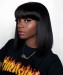 Msbuy Straight 360 Lace Frontal Wig With Bangs Pre Plucked With Baby Hair 150% Lace Bob Human Hair Wigs For Black Women 