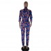 Womens Rompers Jumpsuit Summer 2018 New Women African Print Clothing 3/4 Sleeves Casual Sexy Fashion Party Wide Leg Pants
