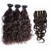 Water Wave Lace Closure with 3 Bundles Free Part Remy Human Hair Free Shipping