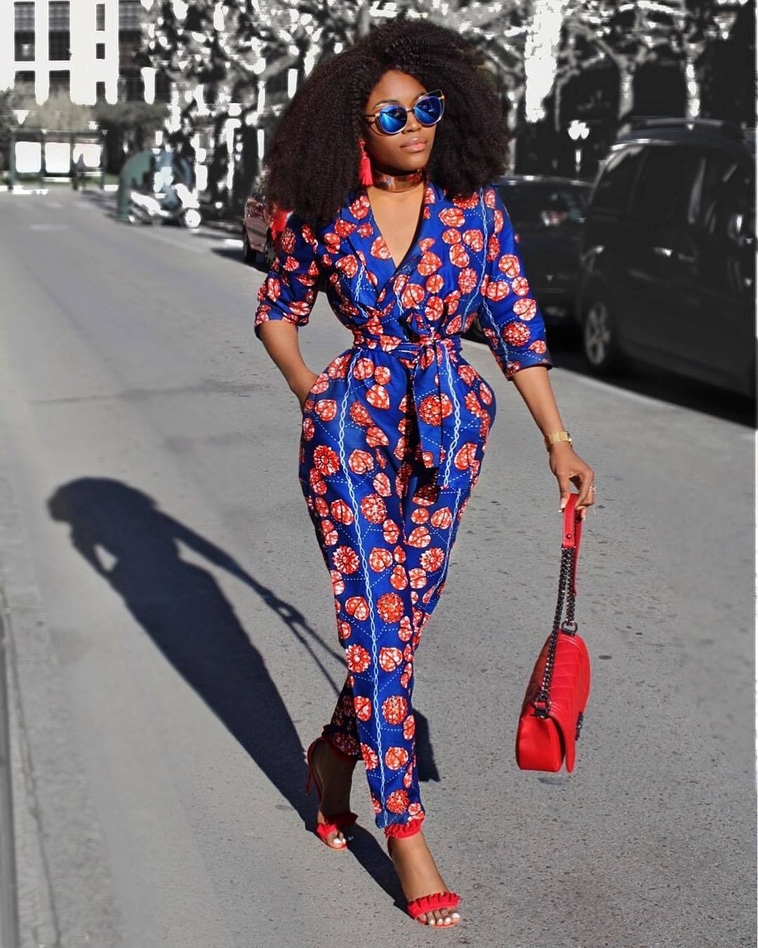 african print jumpsuit with cape