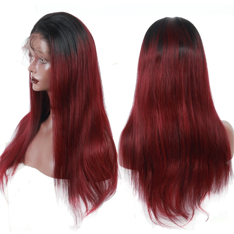 1b 99j Burgundy Bob Lace Front Wigs 360 Lace Frontal Wig 150